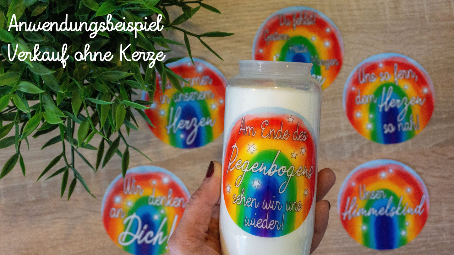 Aufkleber für Grabkerze "Für immer in unserem Herzen" | bunt