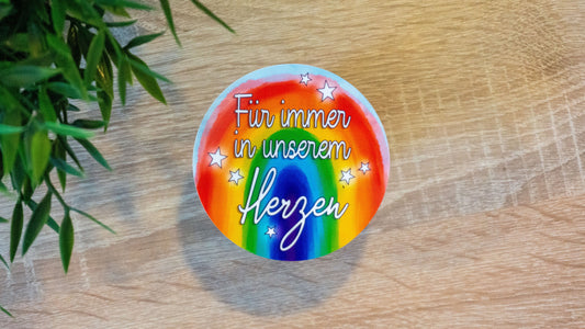Aufkleber für Grabkerze "Für immer in unserem Herzen" | bunt